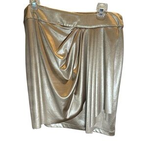 Cache Gold Metalic Shiny drape mini skirt size Large